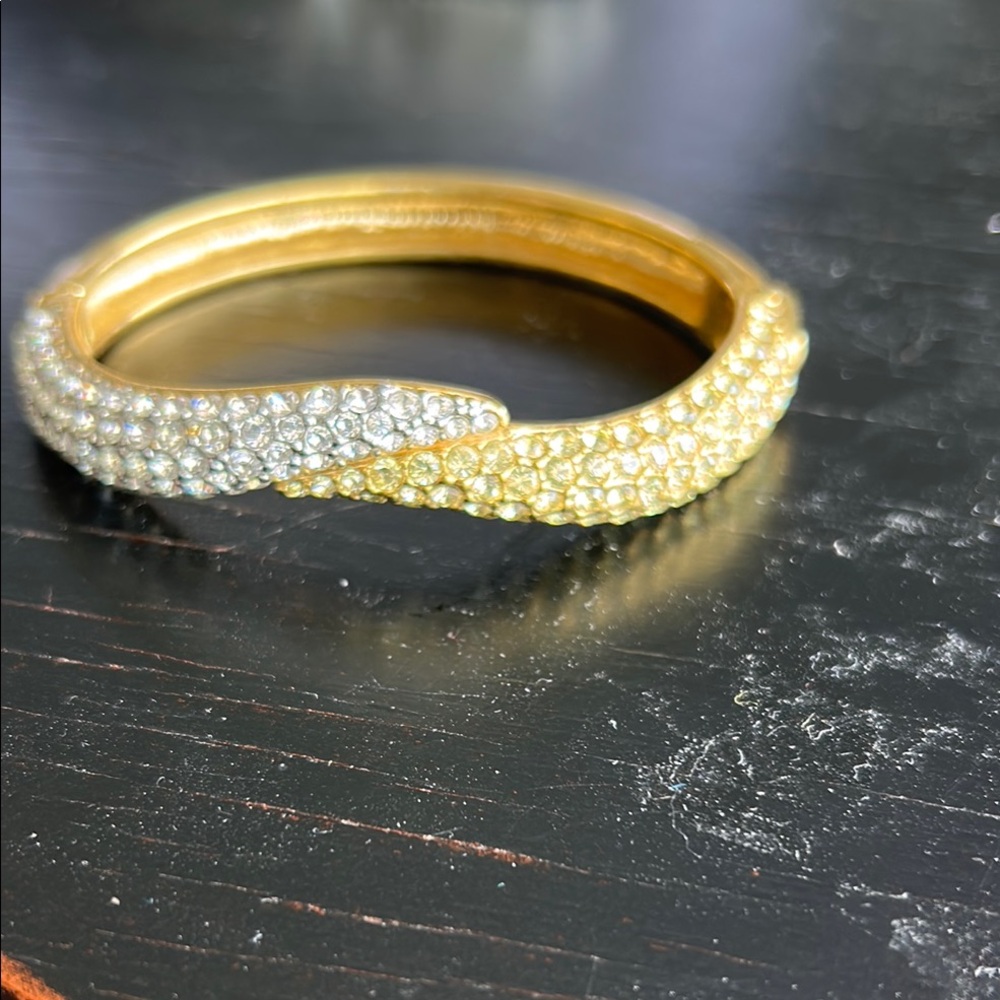 Vintage NOLAN MILLER Gold and Silver Two-Tone Crystal Bracelet